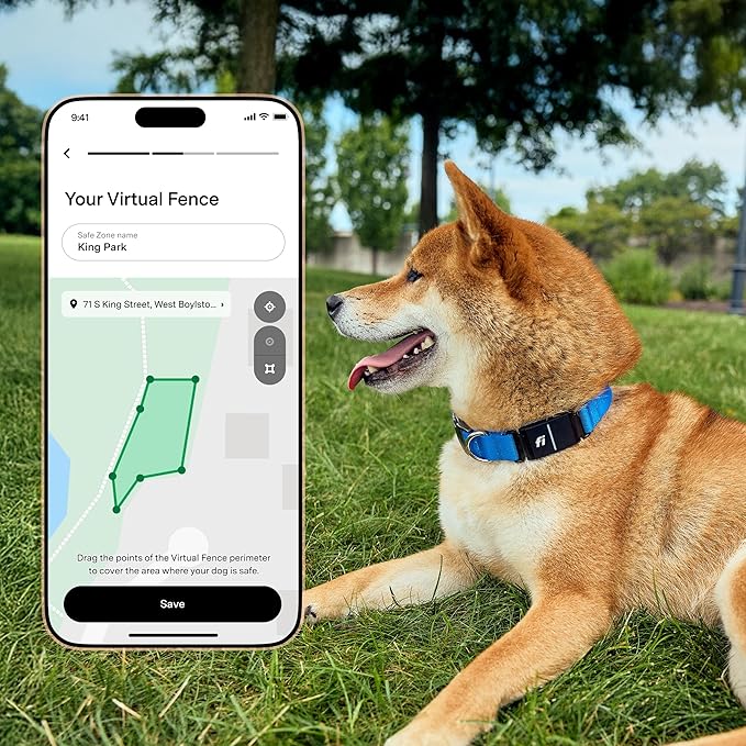 Fi New Series 3+ Smart Dog Tracker Collar – AI GPS for Dogs, Health &amp; Behavior Monitor, Virtual Fence, Escape Alerts, Waterproof, Apple Watch Compatible 12Mo Membership Included