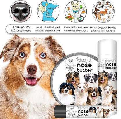 The Blissful Dog Australian Shepherd Nose Butter for Dry, Cracked Skin, Lick-Safe Dog Nose Balm with Moisturizing Shea Butter, Almond, Olive, and Essential Oils, Pet Supplies, Uncented, 8 oz.