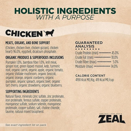 ZEAL Canada Air-Dried Cat Food Chicken Recipe - High Protein, Natural Superfoods, Nutrient Rich, No Fillers, Grain Free, Complete &amp; Balanced (Chicken, 14.1 oz)