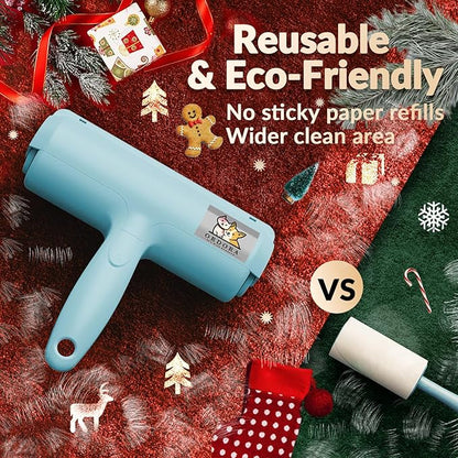 ORDORA Pet Hair Remover for Furniture/Bed, Reusable Dog Hair Remover Roller for Dog &amp; Cat, Self-Cleaning, No Adhesive or Sticky Tape Needed, Perfect Fur Remover for Couch (Blue)