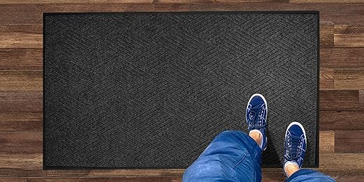 M+A Matting WaterHog Diamond | Commercial-Grade Entrance Mat with Rubber Border – Indoor/Outdoor, Quick Drying, Stain Resistant Door Mat (Charcoal, 3&