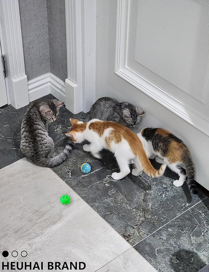 5-Piece Cat Toy Balls with Bells for Kittens and Indoor Cats, Over The Moon(1.5&