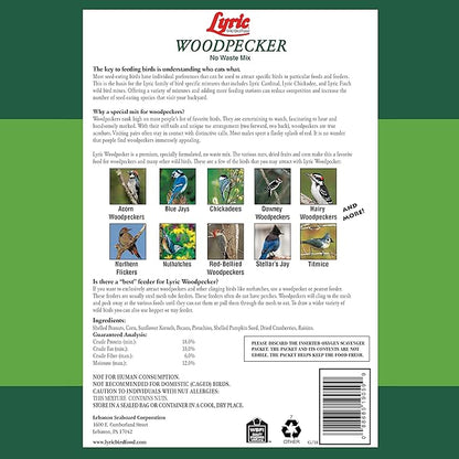 Lyric Woodpecker Wild Bird Seed, No Waste Bird Seed with Nuts, Dried Fruit &amp; Shelled Seeds - 5 lb. Bag