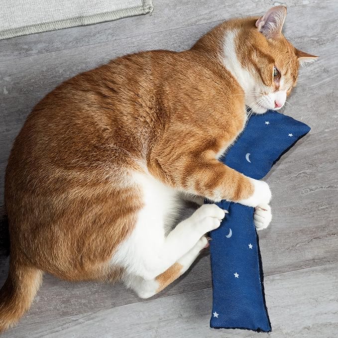 Furhaven 3-Pack Catnip Plush Cat Kicker Toy - Catnip Bags Included - Durable &amp; Washable - Space Print, Set of 3
