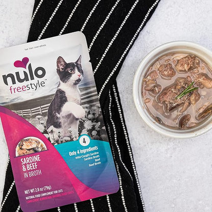 Nulo Freestyle Cat &amp; Kitten Wet Cat Food Pouch, Premium All Natural Grain-Free Soft Cat Food Topper with Amino Acids for Heart Health and High Animal-Based Protein