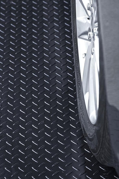 RESILIA Heavy Duty Garage Floor Runner &amp; Protector Mat - Slip Resistant Diamond Plate PVC Mats - Water, Spill, &amp; Stain Resistant, Black (4 feet x 10 feet), Made in The USA