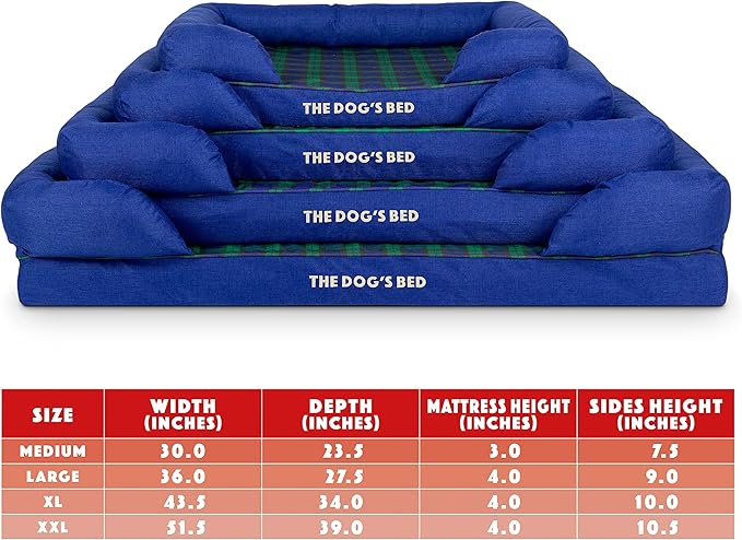 The Dog’s Bed, Med Black Watch Tartan 30x23.5, Memory Foam, Pain Relief: Arthritis, Hip &amp; Elbow Dysplasia, Post Surgery, Lameness, Supportive, Calming, Waterproof Washable Cover, Veterinary Approved