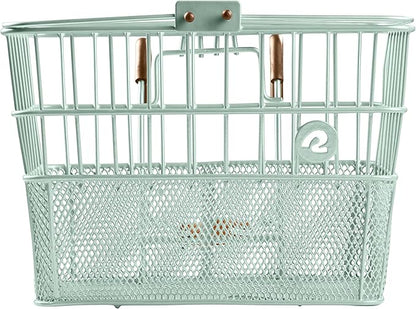 Retrospec Apollo Detachable Front Bike Basket Steel Half-Mesh with Integrated Detachable Hooks and Built-In Handle, Easy Assembly and Portability for Bicycles