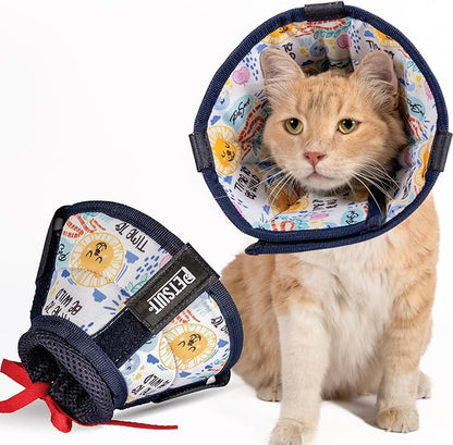 Cat Cone Collar – Colorful Cat Pattern - Lightweight Recovery Cone for Cats, Anti-Lick &amp; Anti-Scratch, Vet Recommended, Elizabethan Collar (Colorful, XXS Long [Neck Girth: 7.5"-10.3"])