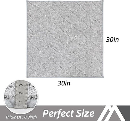 COSY HOMEER Edging Stair Treads Non-Slip Corner Indoor Stair Runners for Wooden Steps,Landing Slip Resistant Stair Rugs Mat for Kids and Dogs,100% Polyester TPE Backing,Grey,30x30 inch