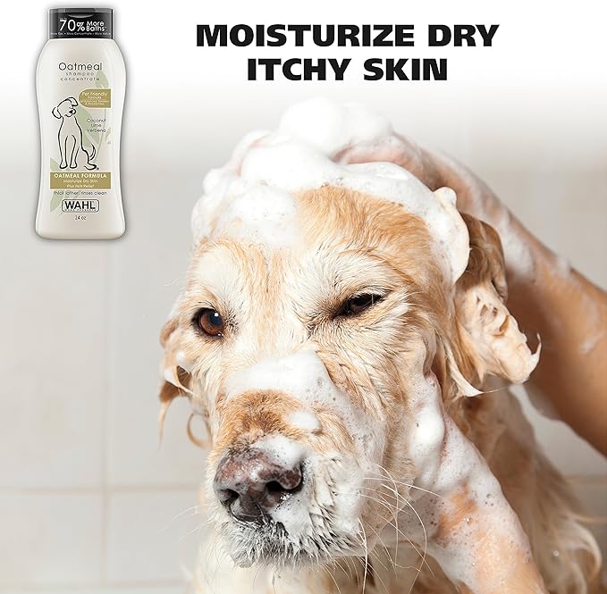 Wahl USA Dry Skin &amp; Itch Relief Pet Shampoo for Dogs – Oatmeal Formula with Coconut Lime Verbena Scent &amp; Pet Friendly Formula, 24 Oz - Model 820004A