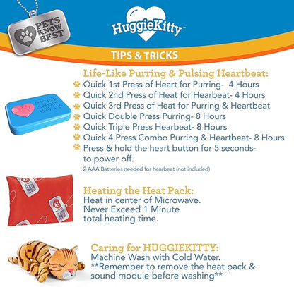 Pets Know Best HuggieKitty | Comfort Purring Companion with Heartbeat Sleep Aide for Cats &amp; Kittens, Heating for Calming Relief, Carrier &amp; Behavioral Training Essential, Breeds, Orange
