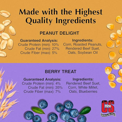 C&amp;S Suet Variety Value Pack, Peanut Delight Dough &amp; Berry Treat 24 Pack