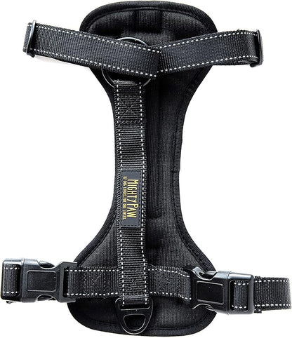 Mighty Paw Dog Car Harness - Vehicle Safety Gear - 2 Leash Attachment - Adjustable Straps - Reflective Stitching - Soft Padding - Standard Harness Functionality - No Pull Front Leash Attachment - L