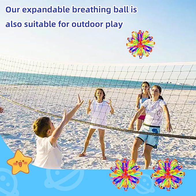 2Pcs Colorful Sphere Expandable Breathing Balls Fidget Toy-Stress Reliever ,Collapsible Expanding Magic Ball Toys from 6" to 12"for Kids &amp; Adults Mindfulness Meditation Practices,Yoga -ADHD