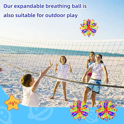 2Pcs Colorful Sphere Expandable Breathing Balls Fidget Toy-Stress Reliever ,Collapsible Expanding Magic Ball Toys from 6" to 12"for Kids &amp; Adults Mindfulness Meditation Practices,Yoga -ADHD