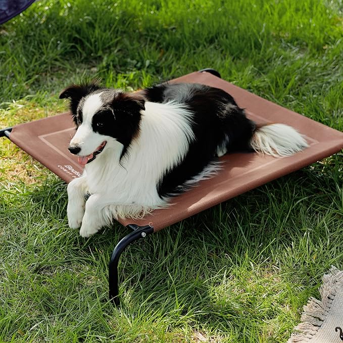Bedsure Elevated Raised Cooling Cots Bed for Large Dogs, Portable Indoor &amp; Outdoor Pet Hammock with Skid-Resistant Feet, Frame with Breathable Mesh, Terracotta, 49 inches