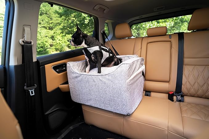 Snoozer Lookout I Car Seat - Dog Car Seats for Small Dogs, Puppy Booster Bed for Small &amp; Medium Sized Pets Up to 25 Lbs, Elevated, Washable - Medium, Palmer Dove