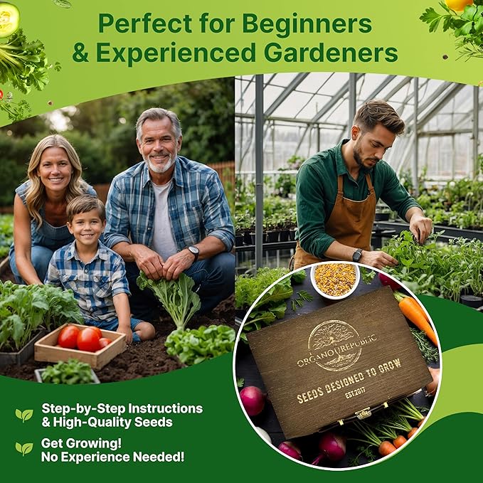 75 Herb &amp; Vegetable Seeds Variety Pack, Garden Seed Starter Kit - Over 47,380 Non-GMO Heirloom Seeds for Planting Vegetables and Herbs Garden Seeds Gift Seed Box with Gardening Supplies, Survival Kit