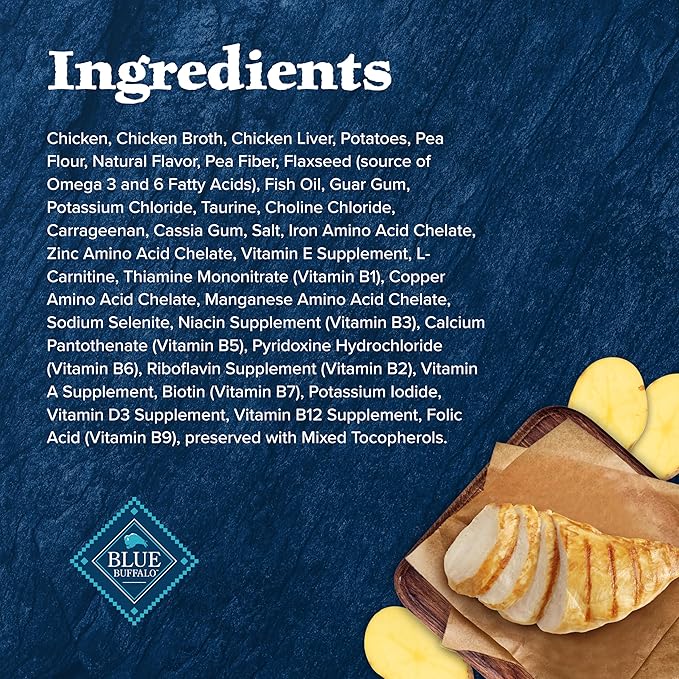 Blue Buffalo Wilderness High-Protein &amp; Grain-Free Wet Cat Food Paté for Adult Cats 7+, Made with Natural Ingredients, Chicken Recipe, 3-oz. Cans (24 Count)
