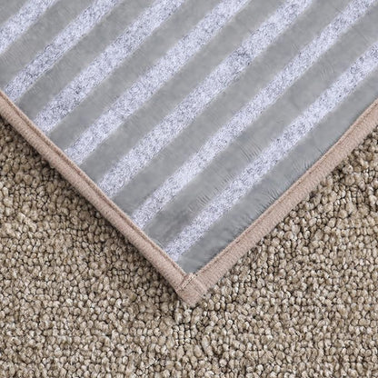 COSY HOMEER Edging Stair Treads Non-Slip Corner Indoor Stair Runners for Wooden Steps,Landing Slip Resistant Stair Rugs for Kids and Dogs, 100% Polyester TPE Backing,Beige,20"X32"