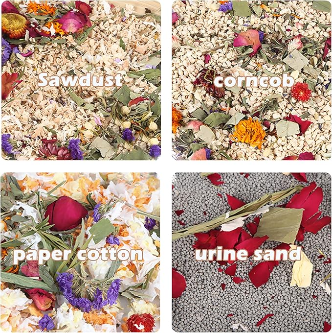 Natural Ear of Grain Flower&amp;Herb Bedding Mate Habitat Decor, Adding Fun Hamster Accessories for Hamsters Gerbils Lemming