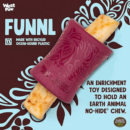 WEST PAW Funnl Dog Chew Toy - Interactive Treat Toys for Dogs - Toy Fillable with Earth Animal No-Hide Chews - Large 4.25" Tropic Red | Made in USA