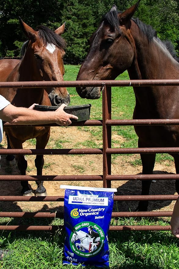 New Country Organics | Elite Horse Feed for Horses Under The Stresses of Competition and Travel | Corn-Free and Soy-Free | 14% Protein | Certified Organic and Non-GMO | Grain &amp; Oats Feeder 40 lbs