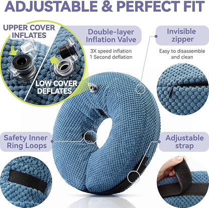 Inflatable Dog Cone Collar - Dog Neck Donut Cone Collar Alternative After Surgery - Soft Cone for Large Medium Small Dogs Cats - Alternative Recovery E Collar (Blue, XXL)