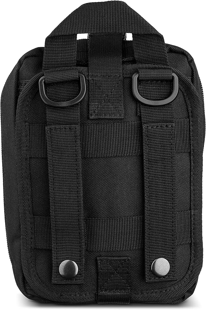Scherber Premium IFAK Kit Trauma Pack | HSA/FSA Approved | Fully Stocked MOLLE Pouch w/CAT Tourniquet, HyFin Chest Seal, &amp; Israeli Bandage | Trauma Kit for Gunshot, Bleeding, Major Wound Care (Black)