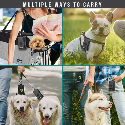 PetAmi Dog Poop Bag Holder for Leash, Dog Waste Bag Dispenser with Clip, Treat Pouch, Walking &amp; Camping Accessory with Trash Bag Roll, Gray 1 Pack