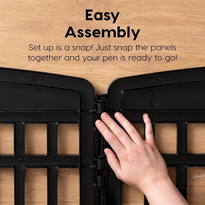 IRIS USA 24" 6-Panel Puppy Playpen, 61 x 61 x 24, Puppy Fence, Dog Playpen, Dog Play Pen Indoors, Pet Fence, Puppies/Small Dogs, Black