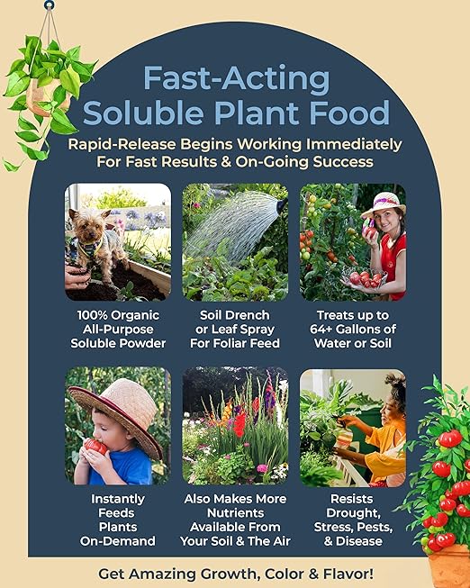 Organic Plant Magic - Truly Organic™ Fast-Acting Soluble Plant Food: All-Purpose Fertilizer Concentrate for All Flower Vegetable Herb Fruit Tree Shrub Container Garden &amp; House Plants [Two 1 lb Bags]