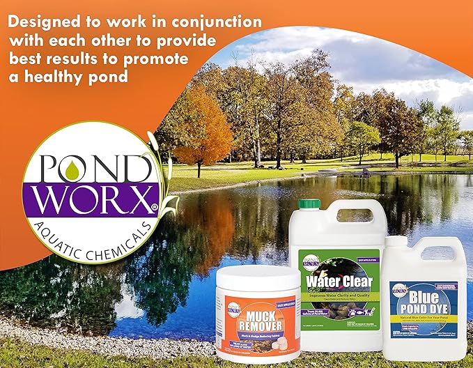 Pondworx Pond Bacteria - Concentrated &amp; Formulated for Large Ponds, Water Features - Safe for Koi - 32ounes &amp; Treats up to a Quarter Acre Pond