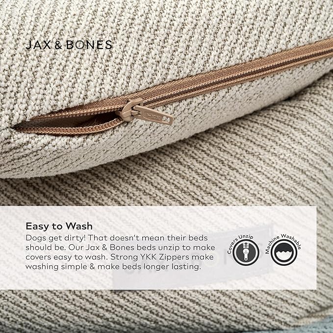 Jax &amp; Bones Dog Napper - Luna Grey Machine Washable Bed for Dogs - Extra Heavy Duty Bolstered Sides - Medium Grey Dog Mat | 35 x 27 Inches