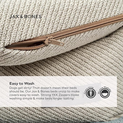 Jax &amp; Bones Dog Napper - Luna Grey Machine Washable Bed for Dogs - Extra Heavy Duty Bolstered Sides - Medium Grey Dog Mat | 35 x 27 Inches