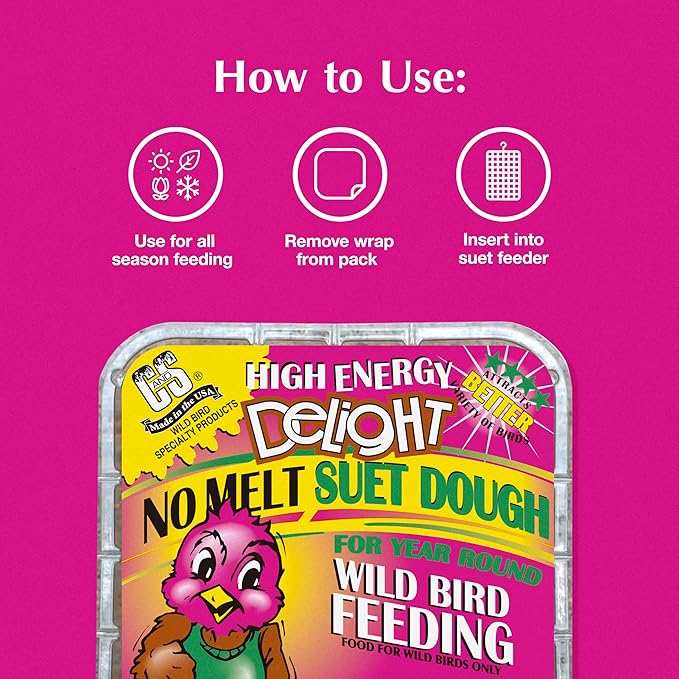 C&amp;S High Energy Delight No Melt Suet Dough, Suet Cakes for Wild Birds, 11 Ounces, Pack of 8