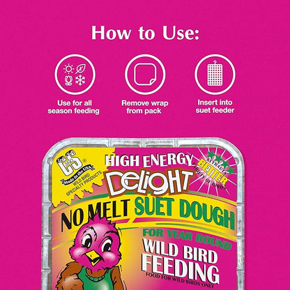 C&amp;S High Energy Delight No Melt Suet Dough, Suet Cakes for Wild Birds, 11 Ounces, Pack of 8