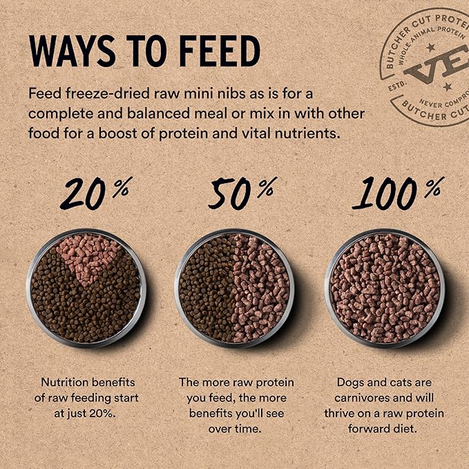 Vital Essentials Freeze-Dried Raw Beef &amp; Chicken Meal or Mixer Cat Food Crunchy Nibs, 12 oz