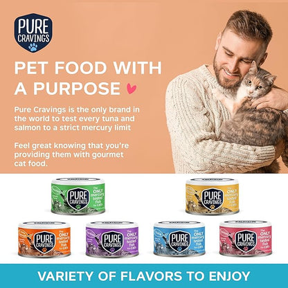 Wet Cat Food Canned Salmon Cutlets in Gravy, 100% Mercury-Tested, Moist Can Fish for Cats, Grain-Free, Protein, Non-GMO, Pack of 12