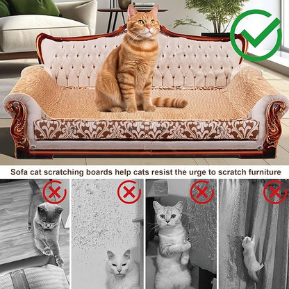 Scratching Sofa, Couch Shaped Thick Scratching Cardboard, Lounge Bed for Indoor Rest&amp;Play, Sofa Scratcher Pad (Silver, 27.6" L X 12.4" W X 11.8" H)