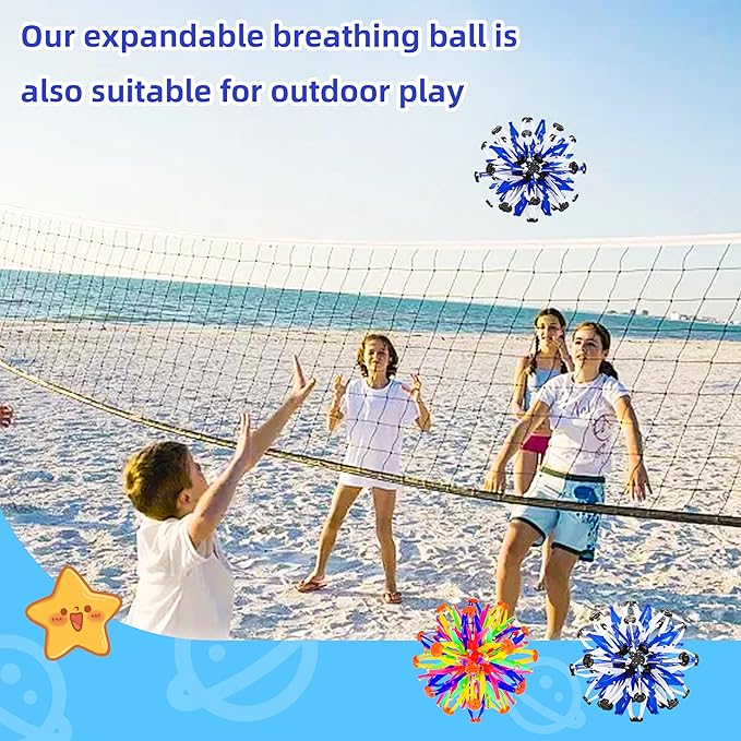 2Pcs Colorful Sphere Expandable Breathing Balls Fidget Toy-Great Anxiety Stress Reliever,Collapsible Expanding Magic Ball Toys for Kids &amp; Adults Mindfulness Meditation Practices , Yoga -ADHD