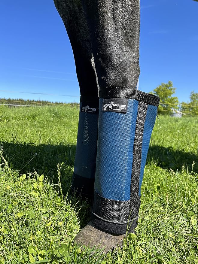 Warrior Fly Boots for Horses - Breathable Mesh Horse Boots for Fly Protection &amp; Leg Comfort - Set of 4 (The Warrior, Neon Orange)