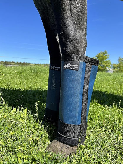 Warrior Fly Boots for Horses - Breathable Mesh Horse Boots for Fly Protection &amp; Leg Comfort - Set of 4 (The Warrior, Neon Orange)
