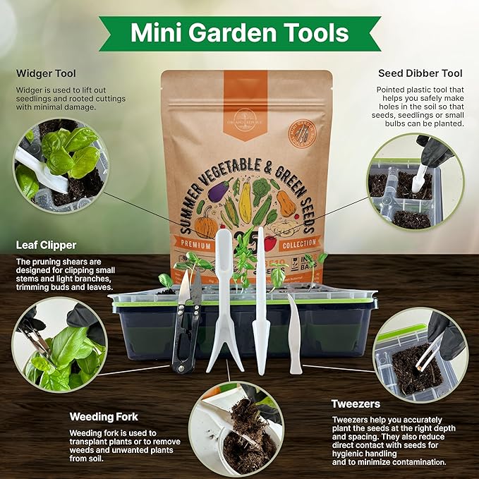 Organo Republic 25 Summer Vegetable Garden Seed Variety Pack - 6,510+ Non-GMO Heirloom Veggie &amp; Greens Seeds for Outdoors &amp; Indoor Home Garden, Including Collards, Pepper, Okra, Onion, Bean, Cucumber