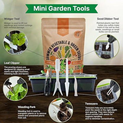 Organo Republic 25 Summer Vegetable Garden Seed Variety Pack - 6,510+ Non-GMO Heirloom Veggie &amp; Greens Seeds for Outdoors &amp; Indoor Home Garden, Including Collards, Pepper, Okra, Onion, Bean, Cucumber