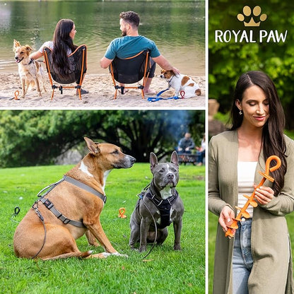 ROYAL-PAW Dog Tie Out Stake - for Large Dogs up to 210 lbs - Heavy Duty Dog Stake for Yard, Beach &amp; Camping Outside - Best in Ground Anchor for a Dog Cable, Leash, Lead Tether (1, Midnight Black)