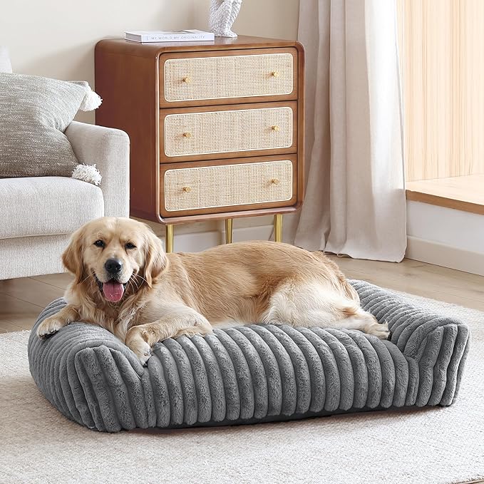 Arlee Saddle Sofa Memory Foam Pet Bed, Comfortable &amp; Washable, Ideal for Dogs and Puppies, Extra Comfort, Couch Design, Crate &amp; Kennel Furniture, Pet Supplies &amp; Essentials, Grey, Large