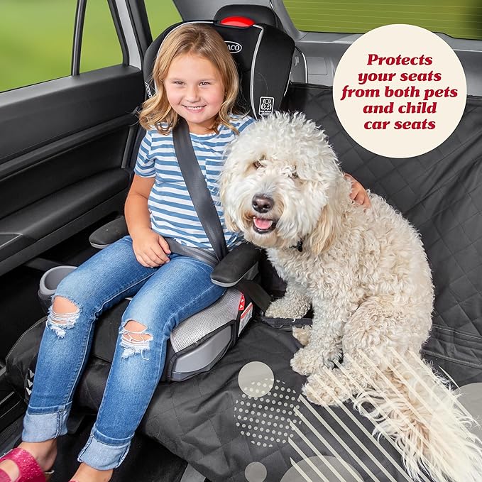 Lusso Gear Dog Car Seat Cover - Non-Slip Waterproof Back Bench Protector for SUV, Car, Truck - Basic Edition Black for Dogs - Camping Gear - Back Seat Covers for SUV