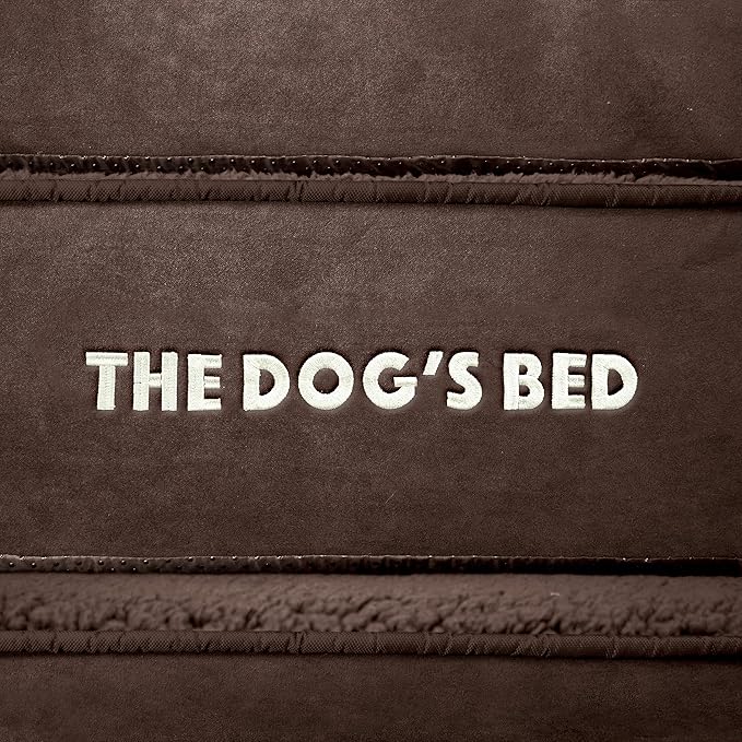 The Dog’s Bed, Large Brown Plush 36x27, Memory Foam, Pain Relief: Arthritis, Hip &amp; Elbow Dysplasia, Post Surgery, Lameness, Supportive, Calming, Waterproof Washable Cover, Veterinary Approved
